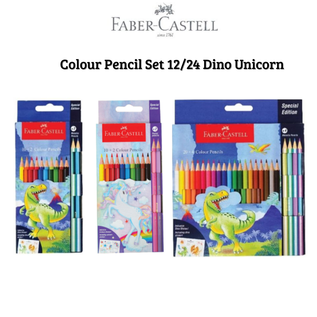 

FABER CASTELL COLOUR PENCIL 12/24 DINOSAUR/UNICORN /PENSIL WARNA