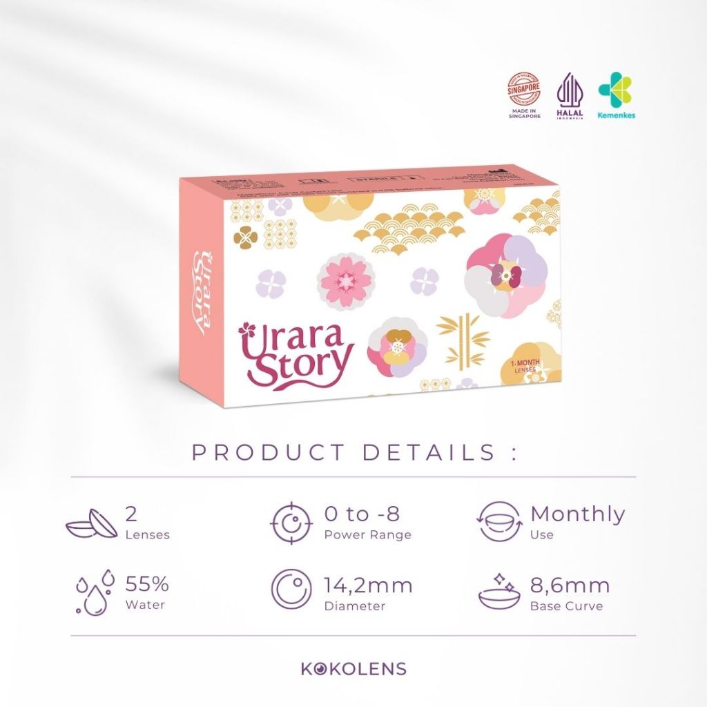 Urara Story, Monthly - (Peony, Gold, Cherry, Grey) FAVORITE [FREE SOFTLENS RANDOM]