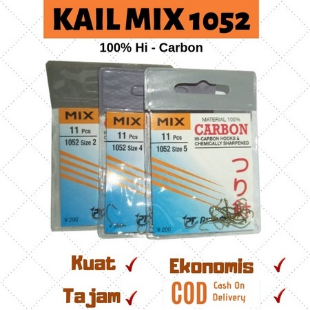 Kail Pancing Mix Carbon 1052 Model Lubang Celurit Emas