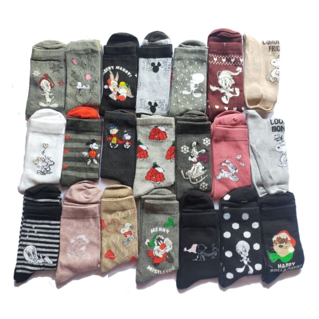 Kaos Kaki Panjang Motif Lucu Wanita Dewasa | Kaos Kaki Kartun Random All Size Cantik