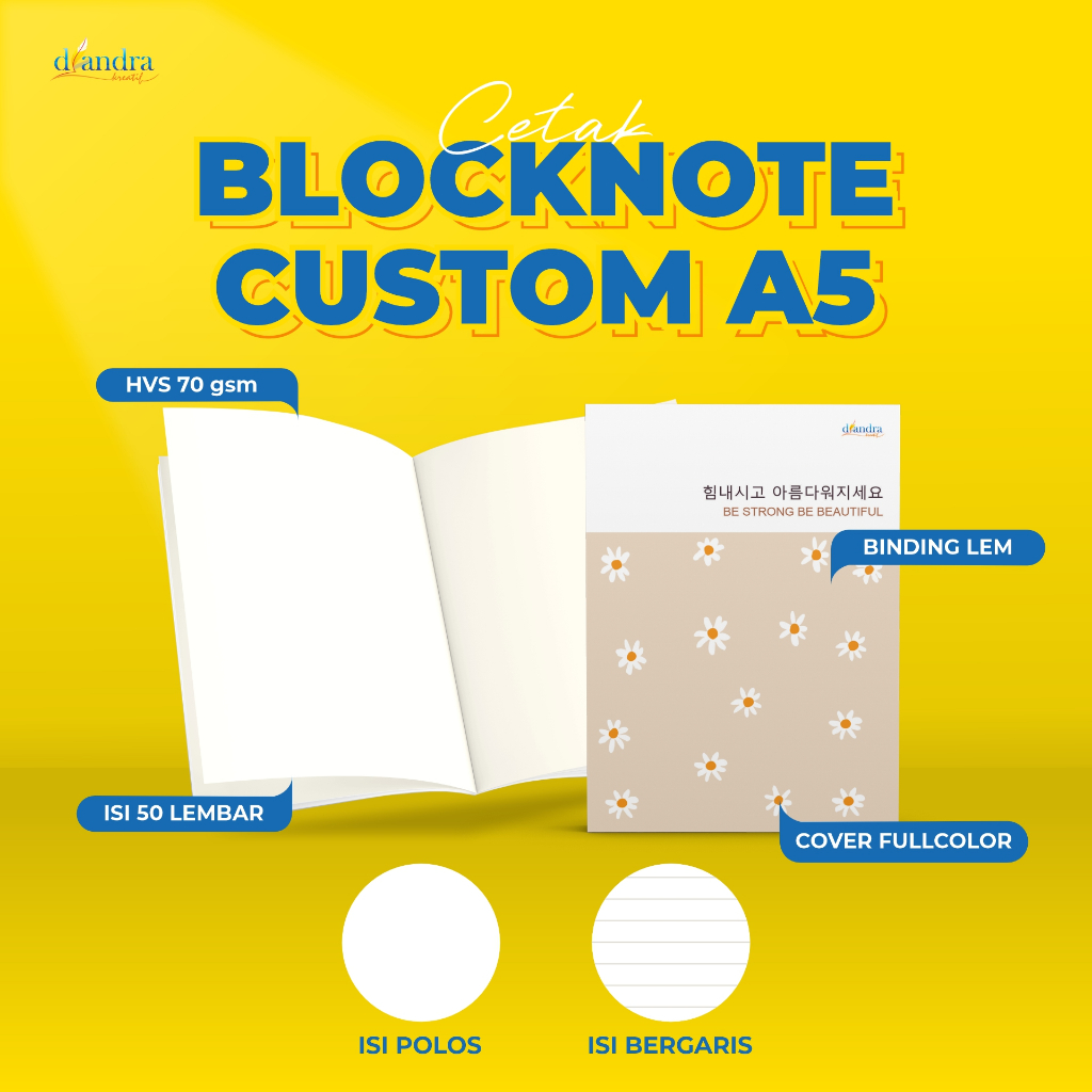 Cetak Blocknote Notebook A5 Jilid Lem Custom Desain