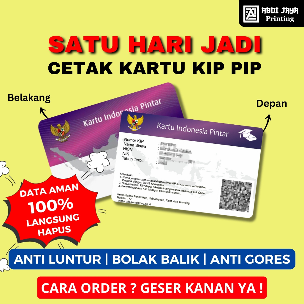

Cetakk Kartu KIP PIP 1 HARI JADI - BISA SATUAN (TANPA MINIM ORDER)