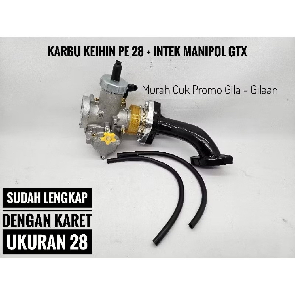 Intek Intake Manifold Miring Manipol GTX + Karbu Keihin PE 28 JupiterZ Motor Bebek Modif Trail