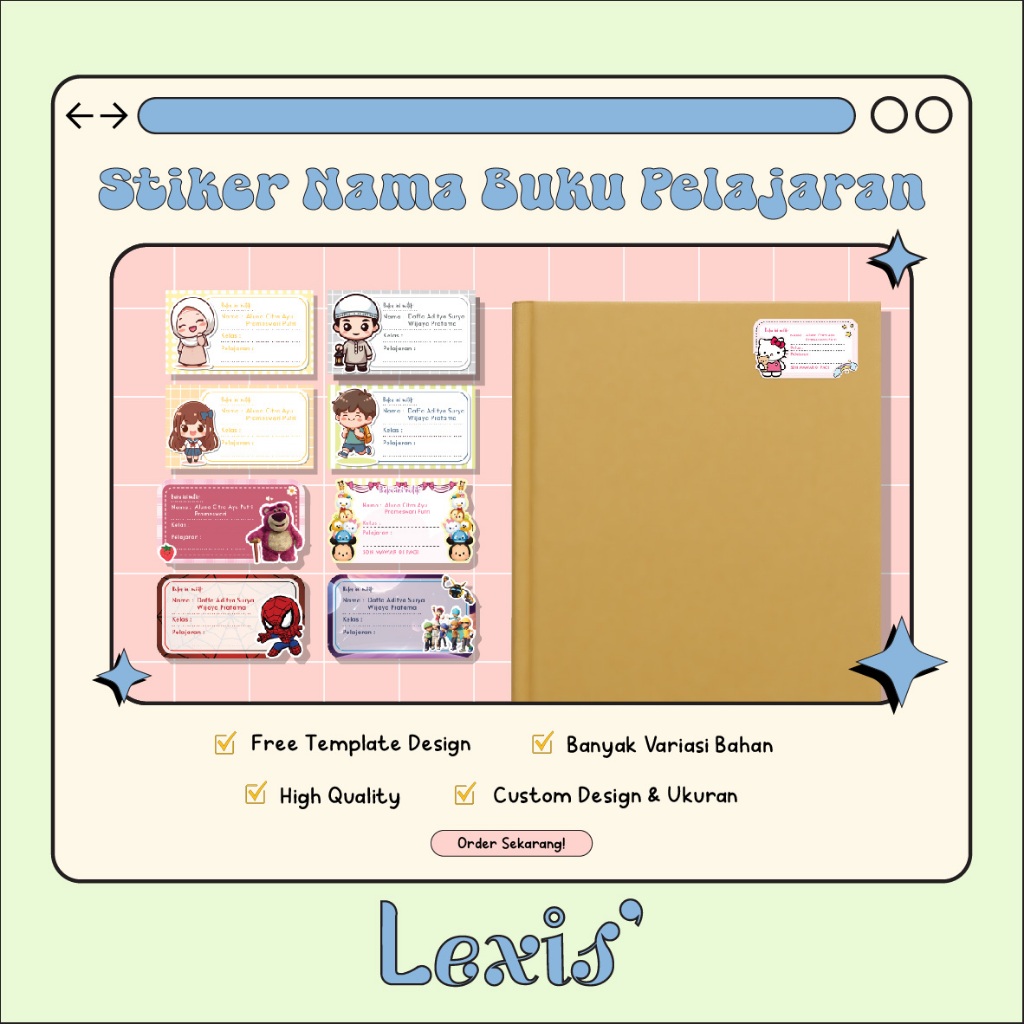 

STIKER LABEL NAMA BUKU PELAJARAN / LABEL NAMA / STIKER MAPEL / STIKER BUKU MAPEL / LABEL NAMA MAPEL KARAKTER / LABEL NAMA ANAK