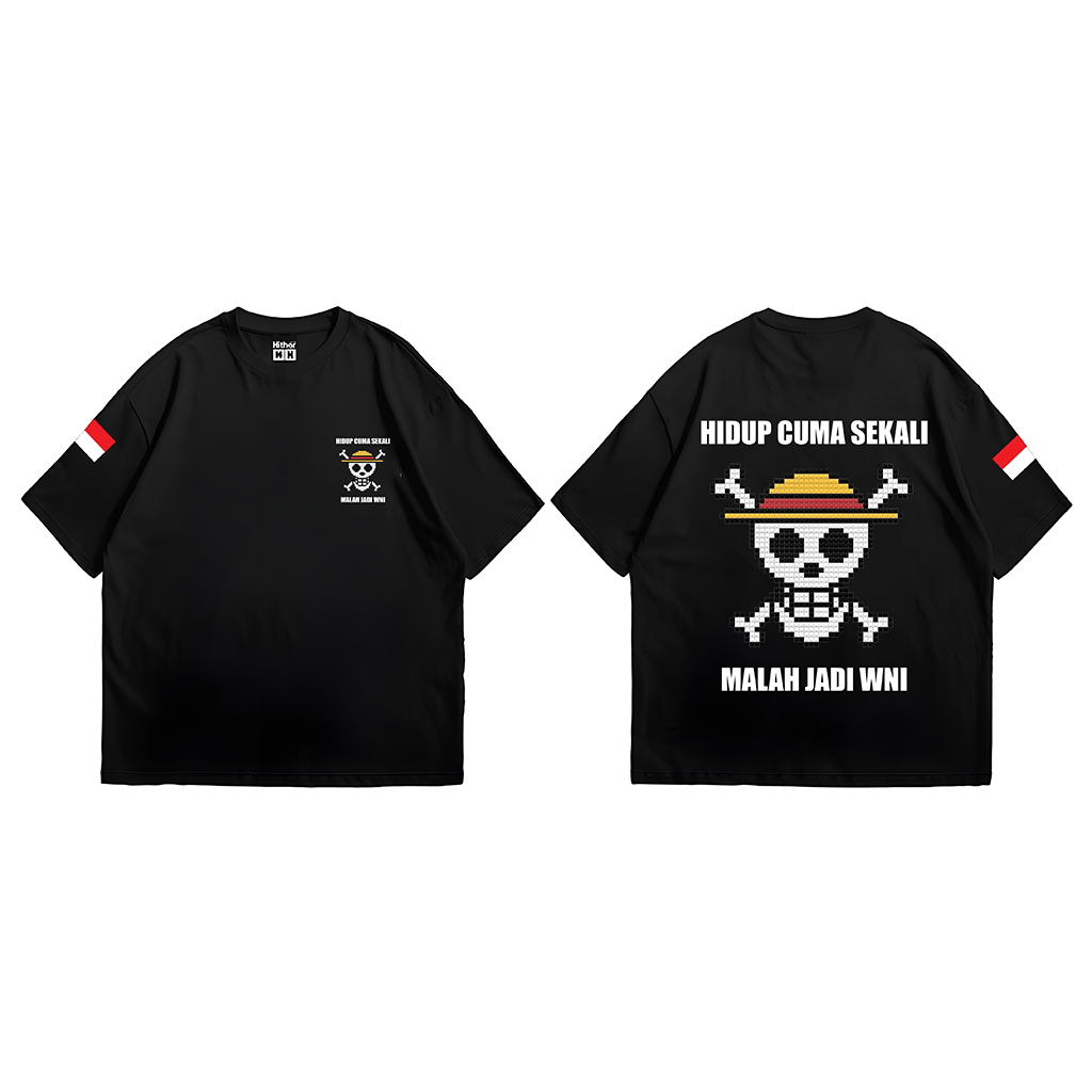 East Studioz Baju Kaos Distro One Piece  Bendera Merah Putih Kaos Logo Luffy One Piece Mugiwara