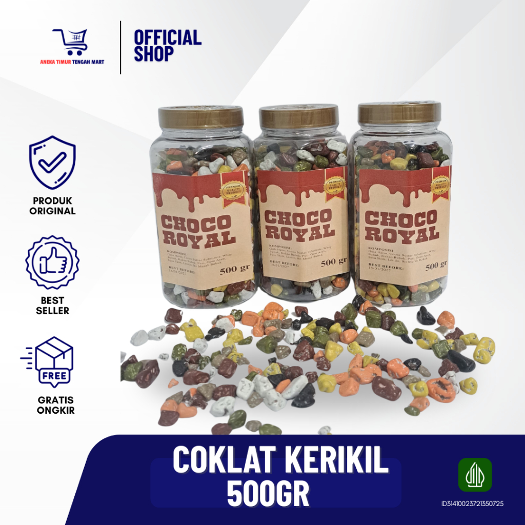 

COKELAT KERIKIL PREMIUM CHOCO ROYAL 500GR/COKELAT STONE/OLEH-OLEH HAJI DAN UMROH