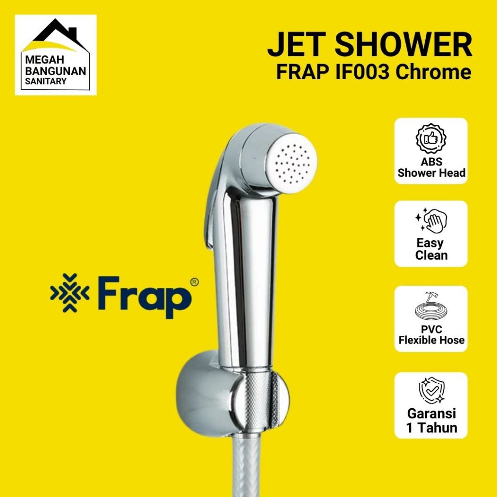 Jet Shower Bidet FRAP IF003 Chrome Cebok Toilet WC Jet Washer Lengkap