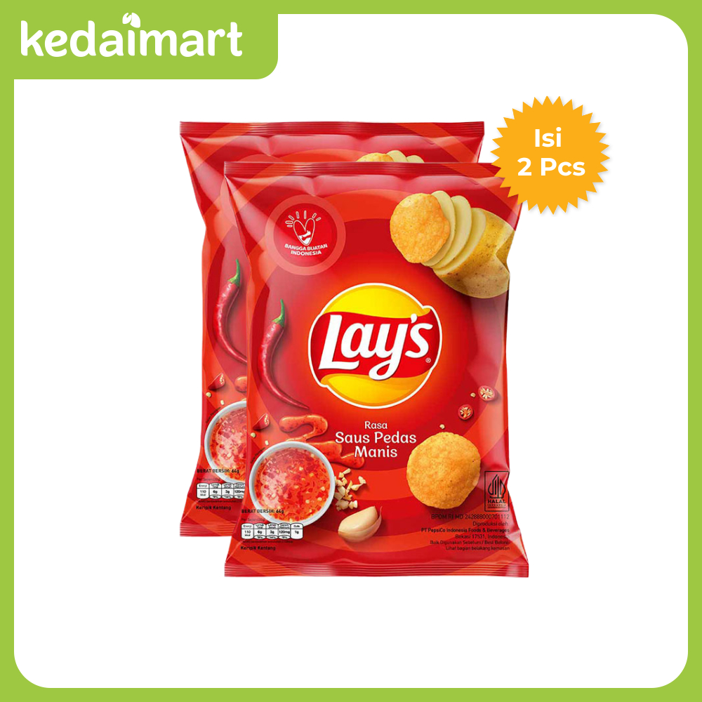 

Lays Keripik Kentang Rasa Saus Pedas Manis 64 Gram X 2 Pcs