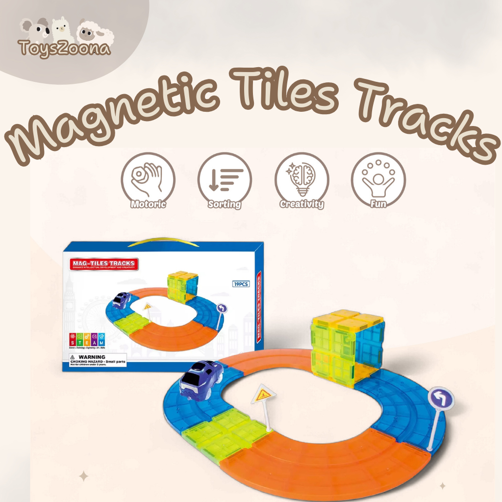 ToysZoona Magnetic Tiles Tracks Pieces Set Mainan Magnet Edukasi Anak / Mainan Anak Edukasi / Mainan