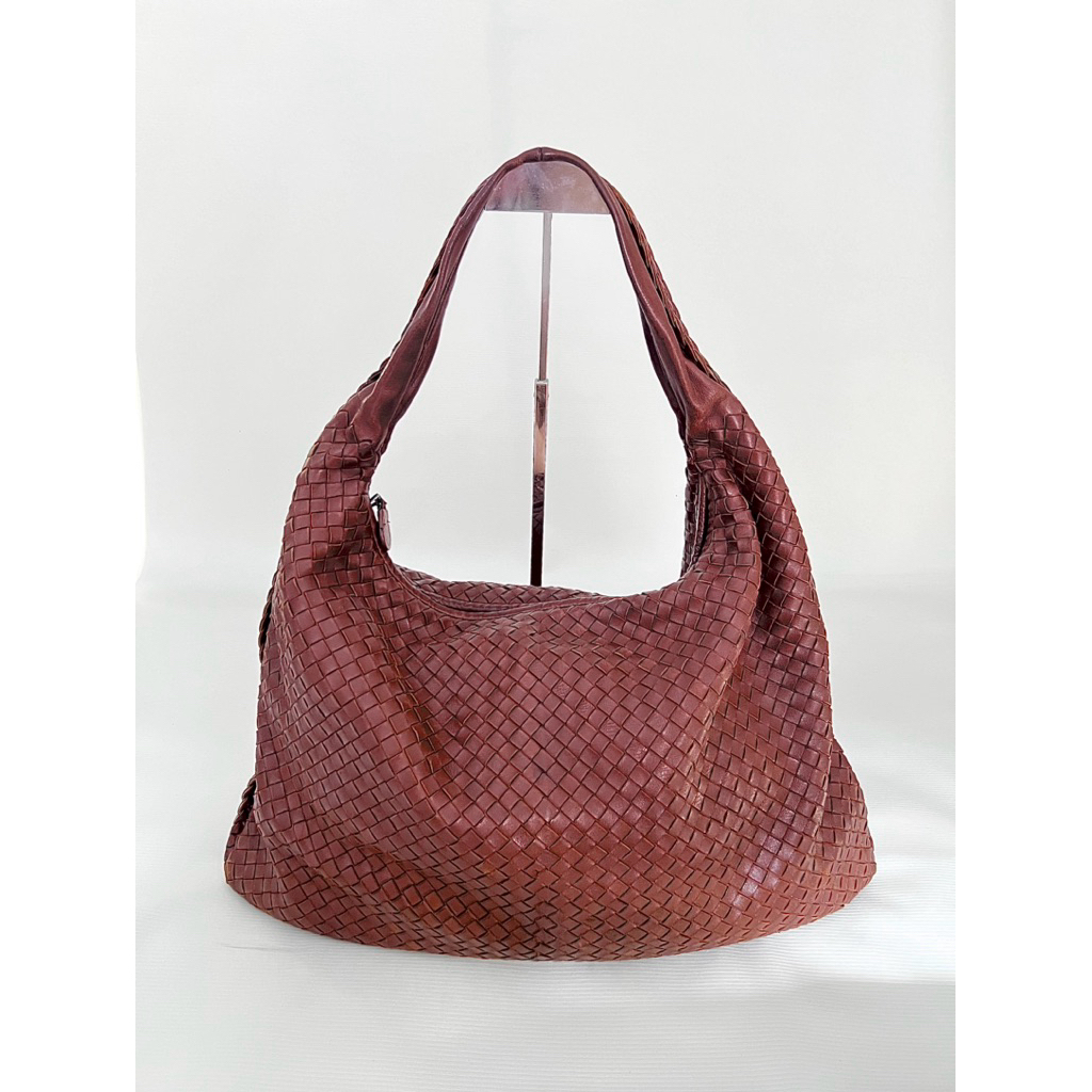 Preloved Original Bottega Veneta Hobo Intrecciato Large Shoulder Bag Dark Brown