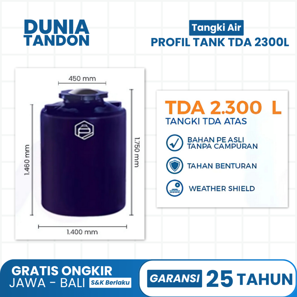 Toren Air Profil TDA 5300 L Tanki Air Plastik Profil Tank / Tandon 5300 Liter