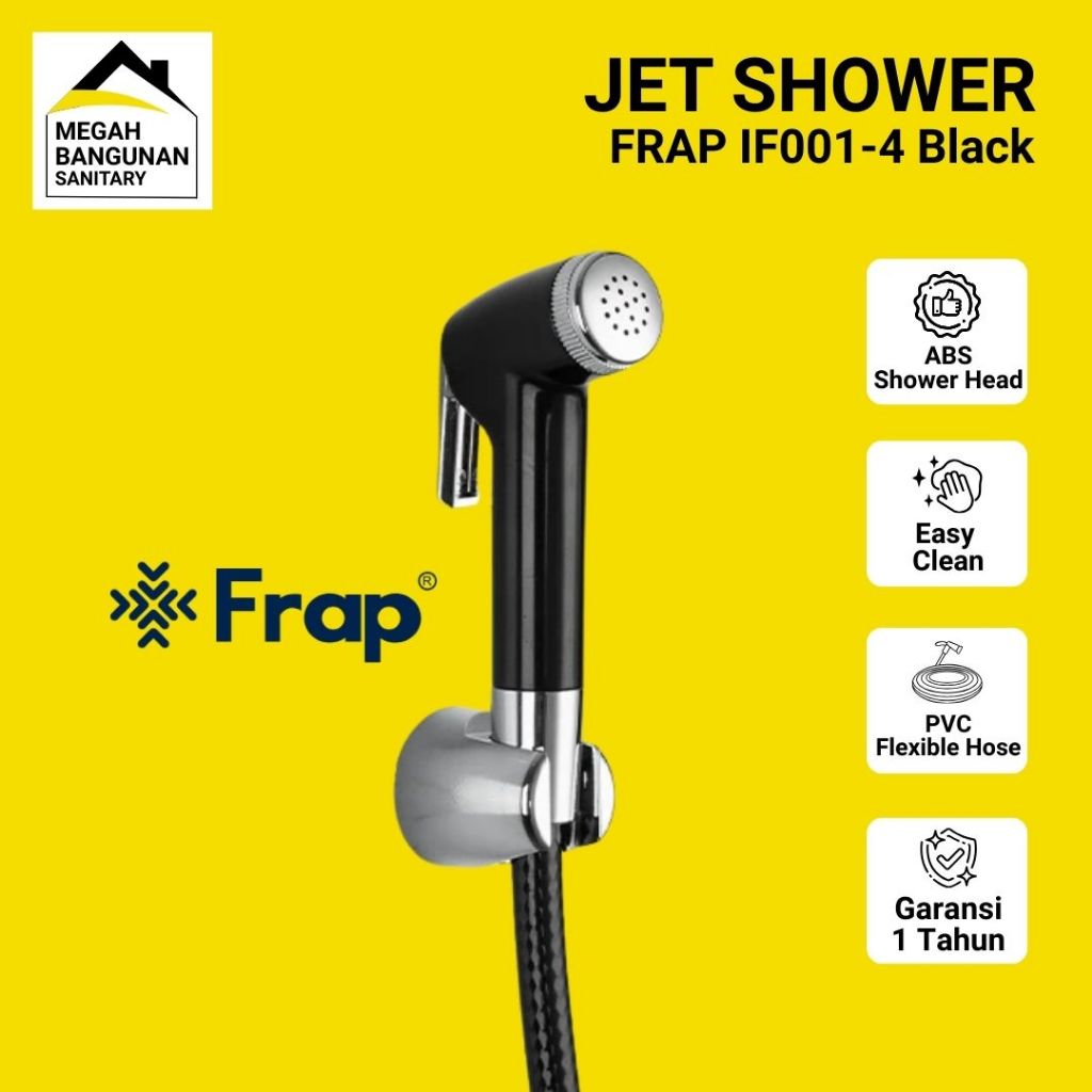Jet Shower Bidet FRAP IF001-4 Hitam Cebok Toilet WC Lengkap Jet Washer