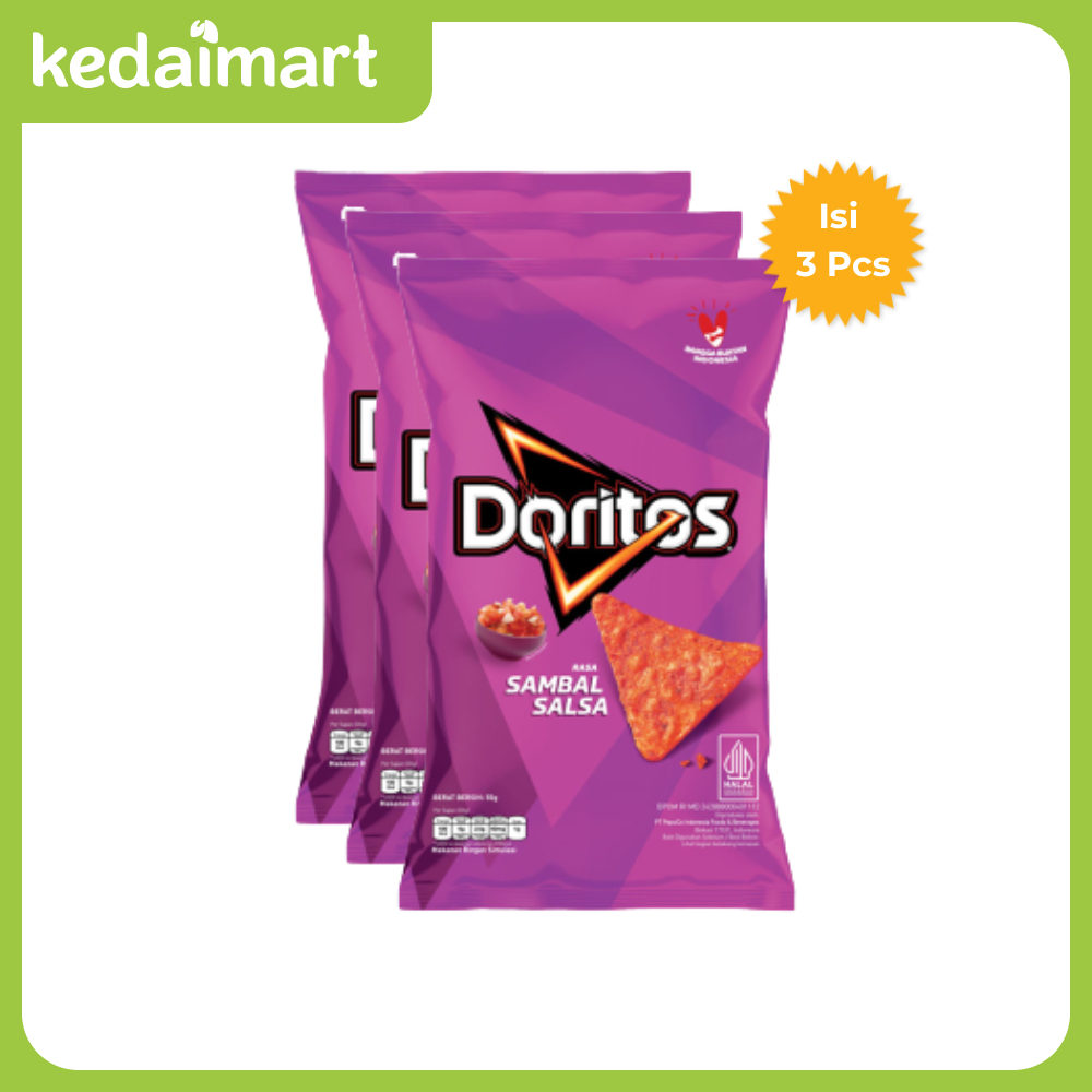 Doritos Snack Tortilla Chips Rasa Sambal Salsa 55 Gram X 3 Pcs