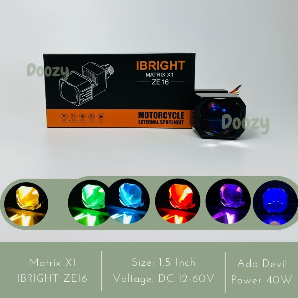 IBRIGHT ZE16 Projector Biled Matrix X1 Size 1.5 Inch Plus Devil All Weather Blue Lens