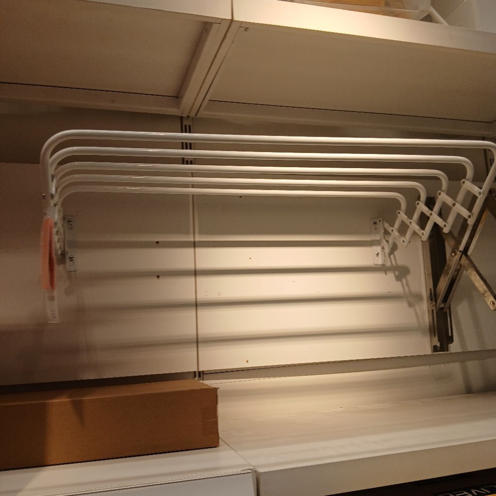 Jemuran Handuk Tarik Tempel Dinding 5 Sekat 80Cm Wall Pull Towel Rack Putih Besi