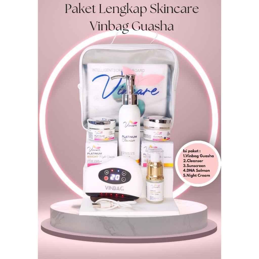 ORIGINAL VINBAG GUASHA 12 LEVEL PAKET BUNDLING GUASHA DAN VINCARE PLATINUM SKINCARE