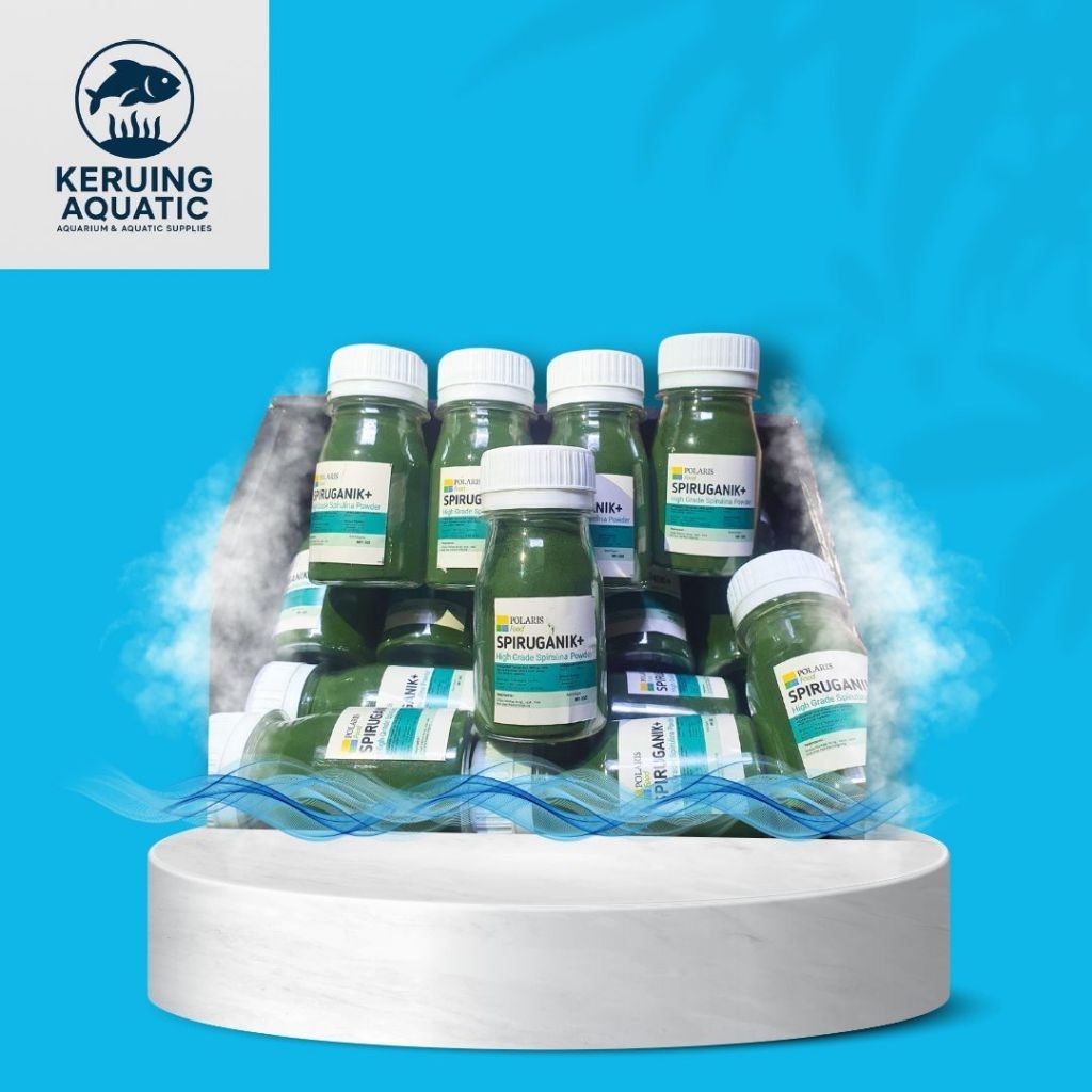 Spiruganik Spirulina Organik pencernah warna ikan hias campuran pelet dan pakan ikan hias cupang gup