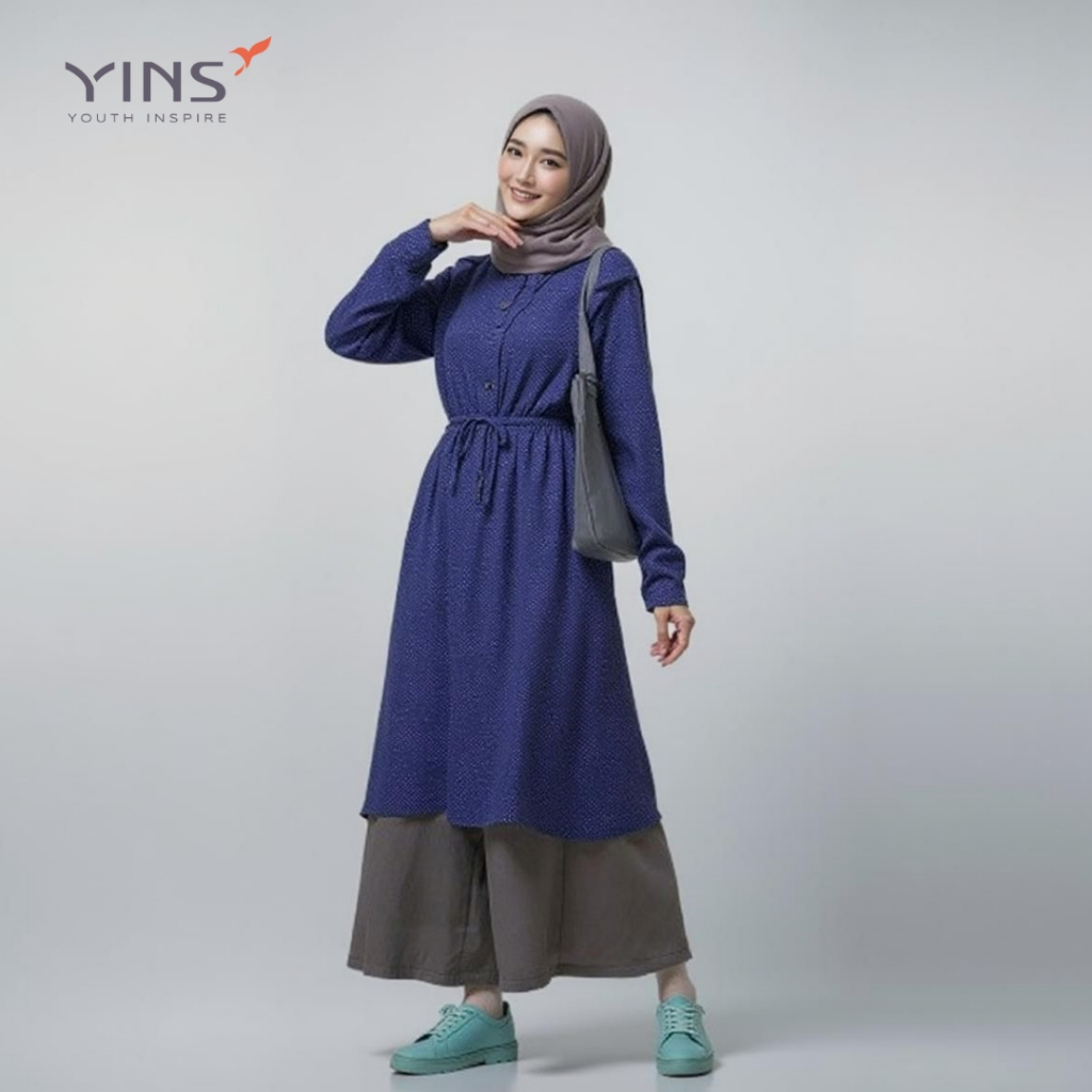 Baru Inspire Youth Atasan Tunik ITU 012 ITU 12 Navy XXL Jumbo Rayon motif polkadot Premium