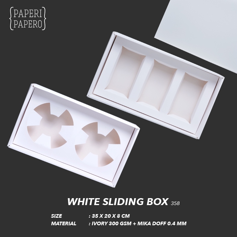 

White Sliding Box 35x20x8 cm - Kotak Laci Geser Buram Kue Kering (5 Pcs)