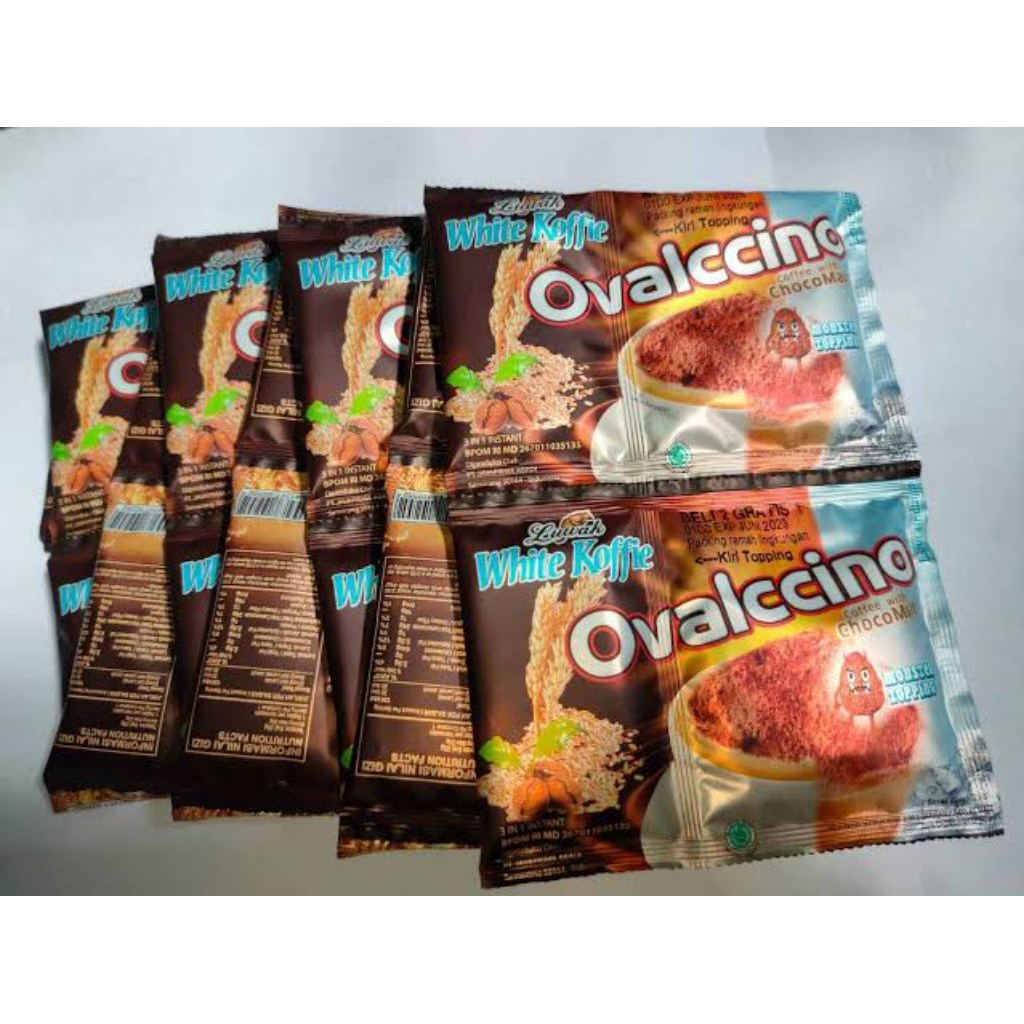 

Ovalccino coffe with chocomalt 1renteng isi 15pcs / Ovalccino luwak white coffe