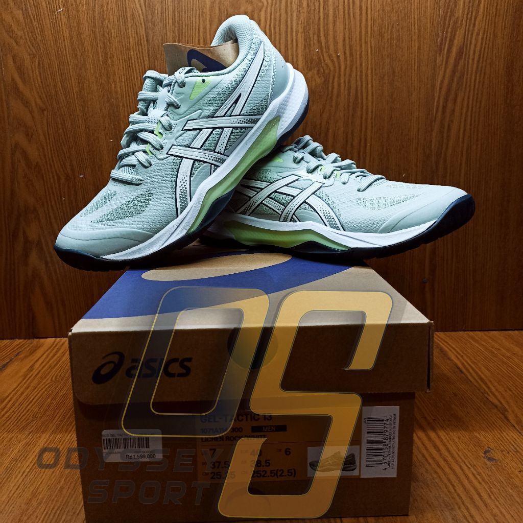 Sepatu ASICS GEL TACTIC 13 (Light green/White) 100% ORIGINAL