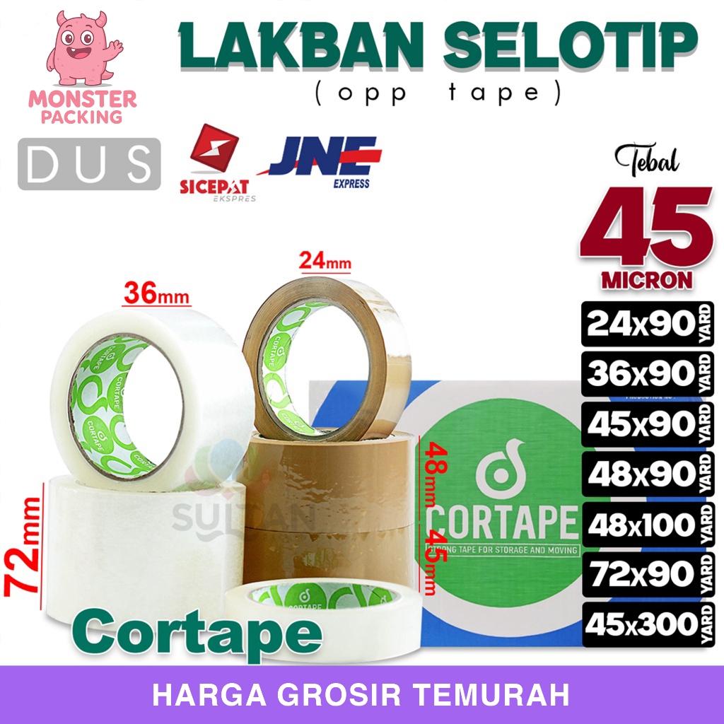 

Lakban Isolasi Selotip Plakban OPP Tape CORTAPE TERMURAH Varian KARGO / DUS