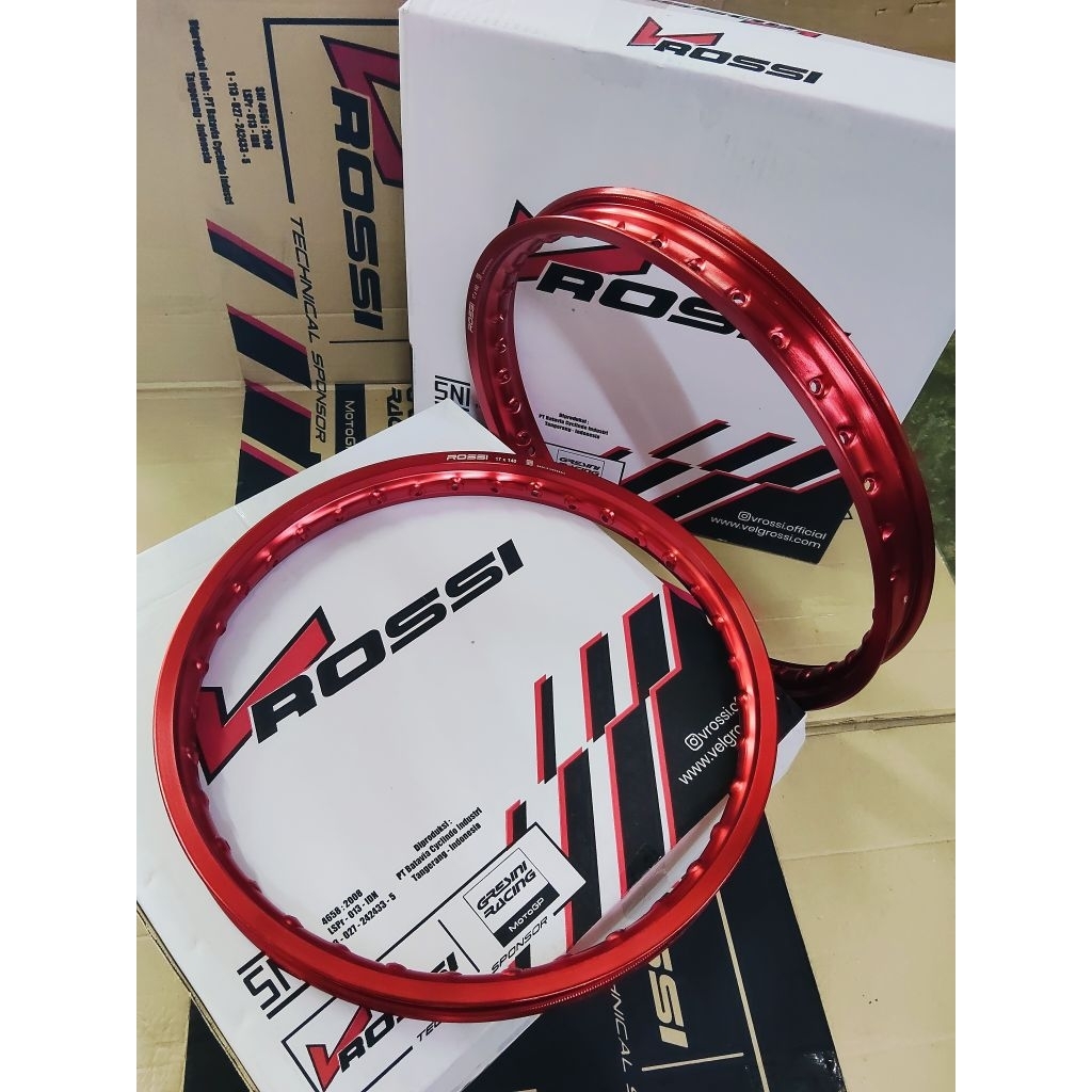 VELG/PELAK JARI JARI V ROSSI MERAH MAROON RING 17 UKURAN 140/140 DAN 160/160 LUBANG 36 UNIVERSAL