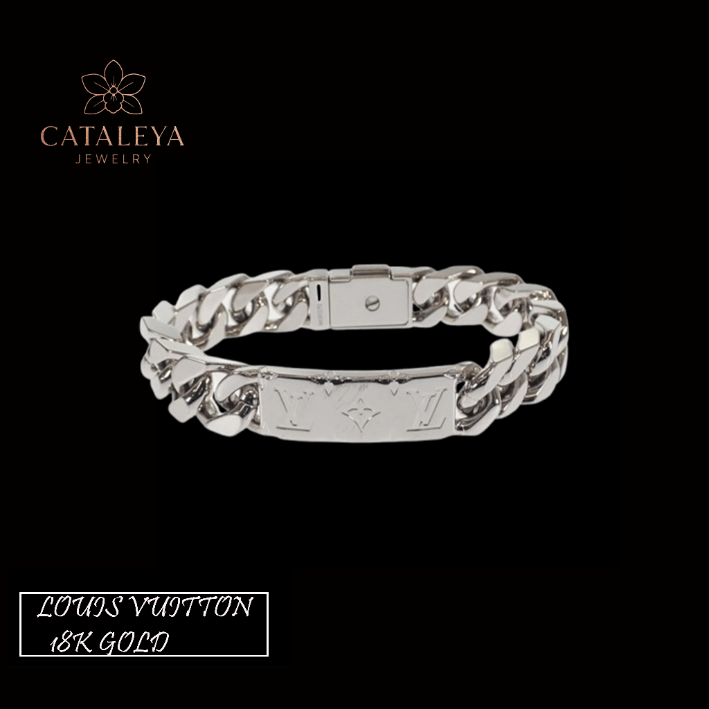 【18K emas asli/100%ORI】CATALEYA/Gelang Rantai Pria Gelang Sisik Naga Monogram/Gelang Pria Silver Per