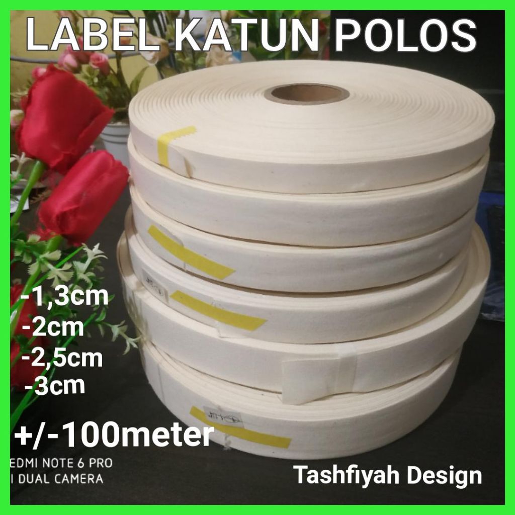 

pita label katun polos, pita katun tipis, pita merek, pita hijab, pita katun tipis ukuran 1,5-4cm