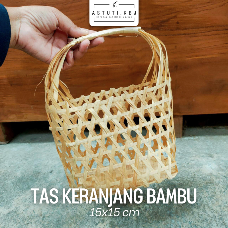 

GOODIEBAG TAS KERANJANG BAMBU TAS BELANJA ALAS 15x15cm t15cm