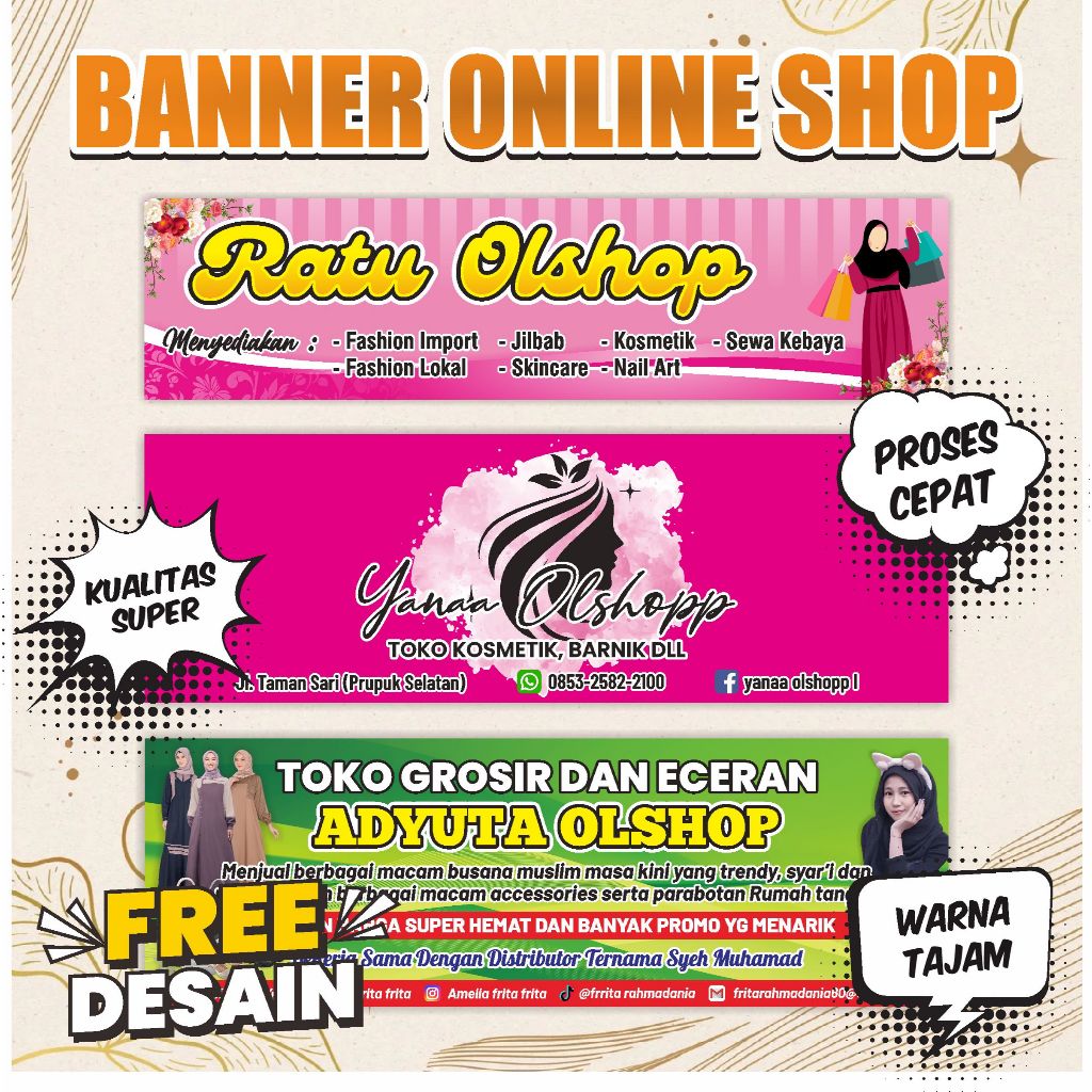 SPANDUK BANNER OLSHOP, ONLINE SHOP, TOKO ONLINE, WARUNG, GROSIR