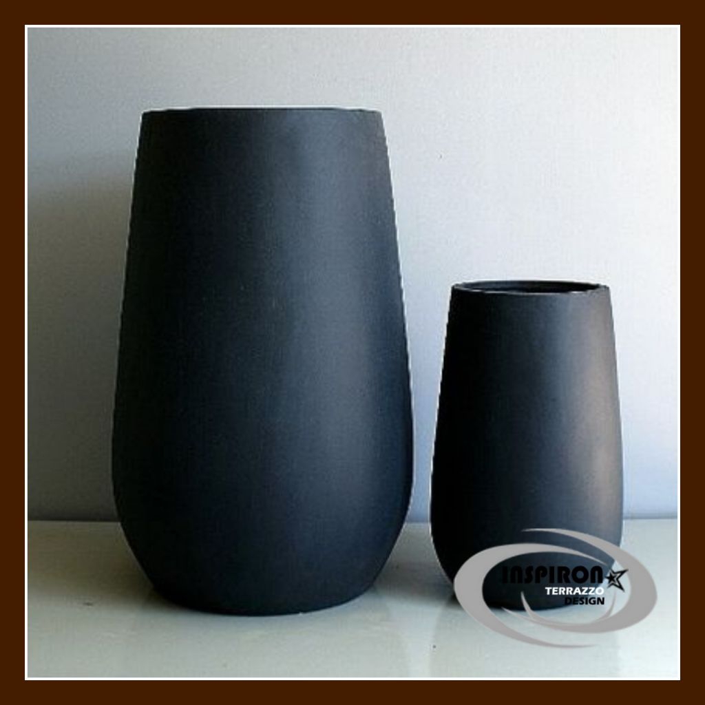 Pot Teraso Tinggi Model Gendang Hitam Doff kekinian. pot termurah dan terlaris