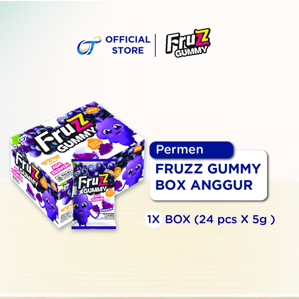 

Fruzz Gummy Permen Kenyal Rasa Anggur - [1 Box Isi 24pcs]