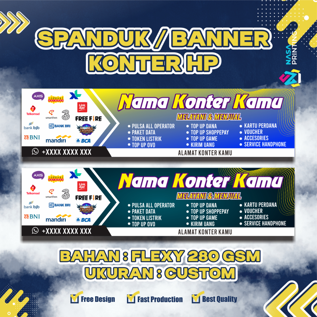 Spanduk Konter /Spanduk Konter Murah/ Spanduk Konter Pulsa/ Banner Konter/ Backdrop Konter