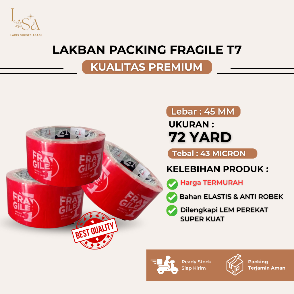 

Lakban Fragile Unboxing T7 45MM 72 Yard 43 Micron / Lakban Fragile