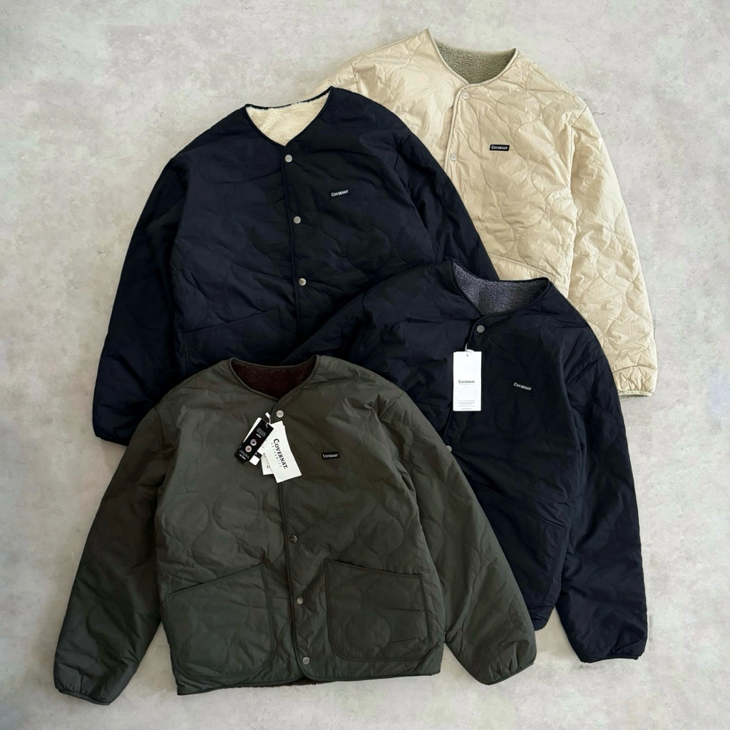 Zip Up Liner Jacket Reversible Collarless Covernat
