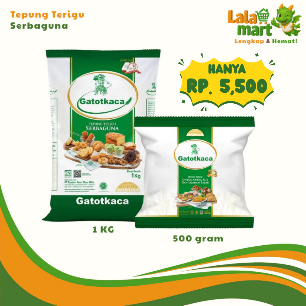 

[] TEPUNG TERIGU GATOT KACA 500 GRAM SERBAGUNA TEPUNG UNTUK KUE PERLENGKAPAN BAKING FLOUR INTERFLOUR INDONESIA