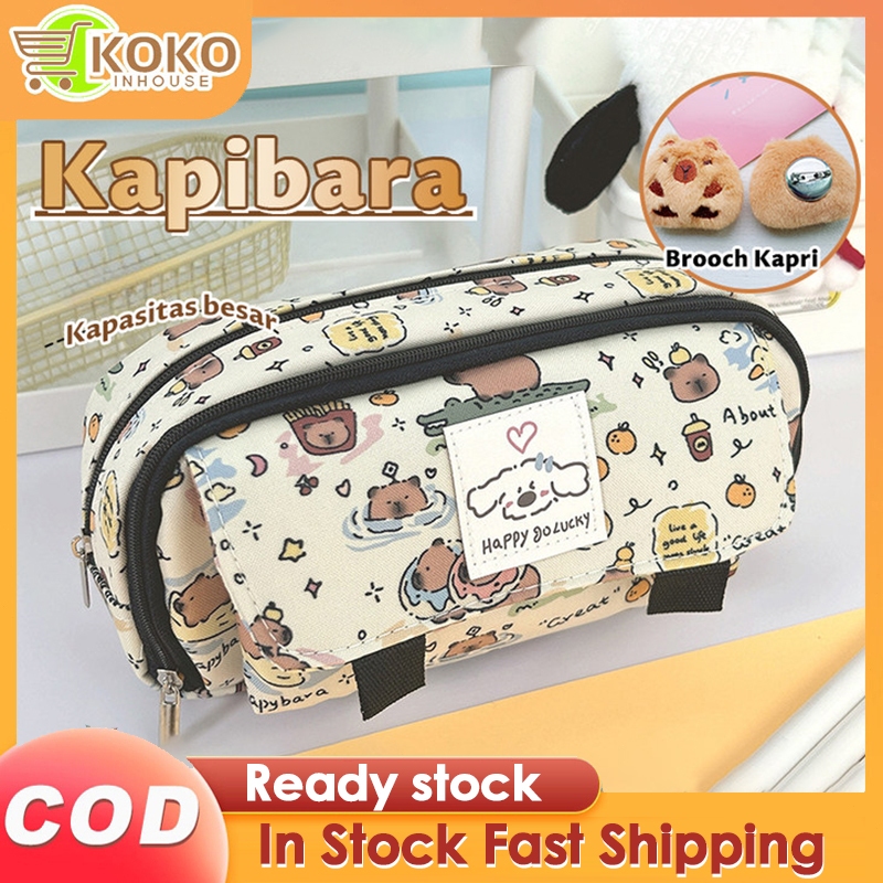 

Capybara Tempat alat tulis kotak pensil Cartoon Kotak Pensil Kapasitas Besar aesthetic Tas PenaTempat Pencil