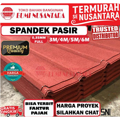 SPANDEK PASIR MERAH 0,35 SPANDEK LAPIS PASIR ATAP SPANDEX PASIR - 1M