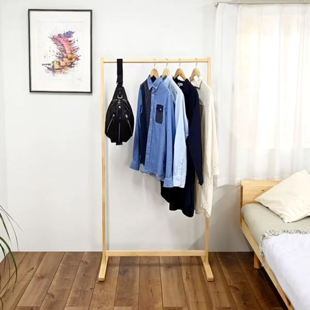 Stand Hanger Kayu Gantungan Pakaian Minimalis