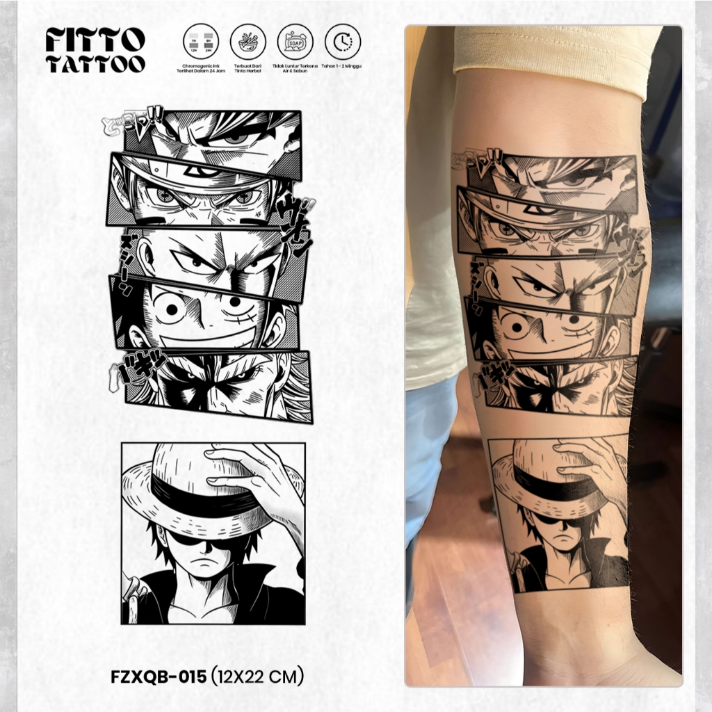 Tato Temporer Fruit Ink One Piece Anime Luffy Zoro Tatto Sementara Premium Tahan Lama Anti Air Tatoo