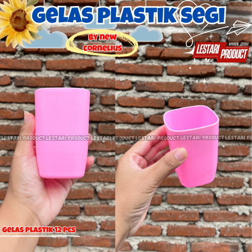 ( 12 PCS ) GELAS PLASTIK SEGI NEW CORNELIUS | GELAS PLASTIK | GELAS WARNA | GELAS TEAJUS | CANGKIR T