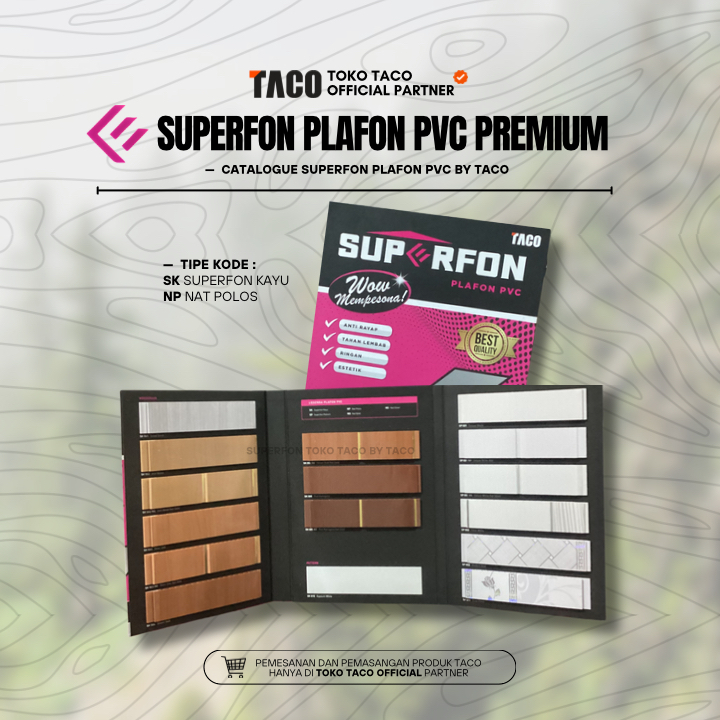 Superfon Plafon PVC TACO Woodgrain Pola Nat Tebal 8mm Panjang 4 Meter Per 1 Box