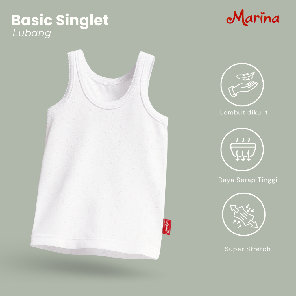 [6Pcs]Singlet Kaos Dalam Anak/Remaja/Dewasa Murah Singlet Lubang Marina
