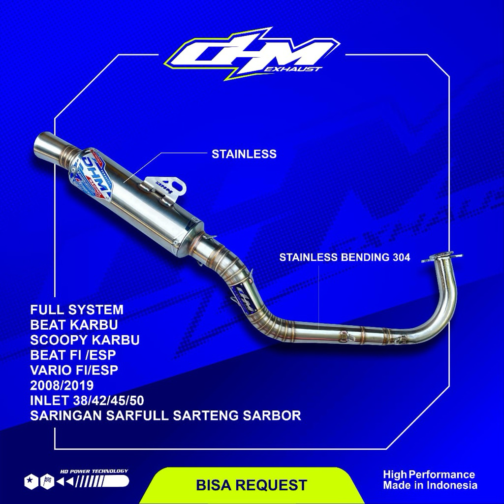 Knalpot DHM Racing All Matic Beat Mio Scopy Vario Dll Inlet 38,42,45,50 Original DHM Racing Exhaust