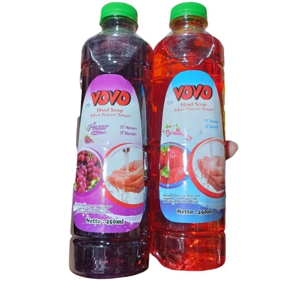 Sabun Cuci Tangan Hand Soap Merk Vovo 450ml Bau Harum Anggur atau Stoberi
