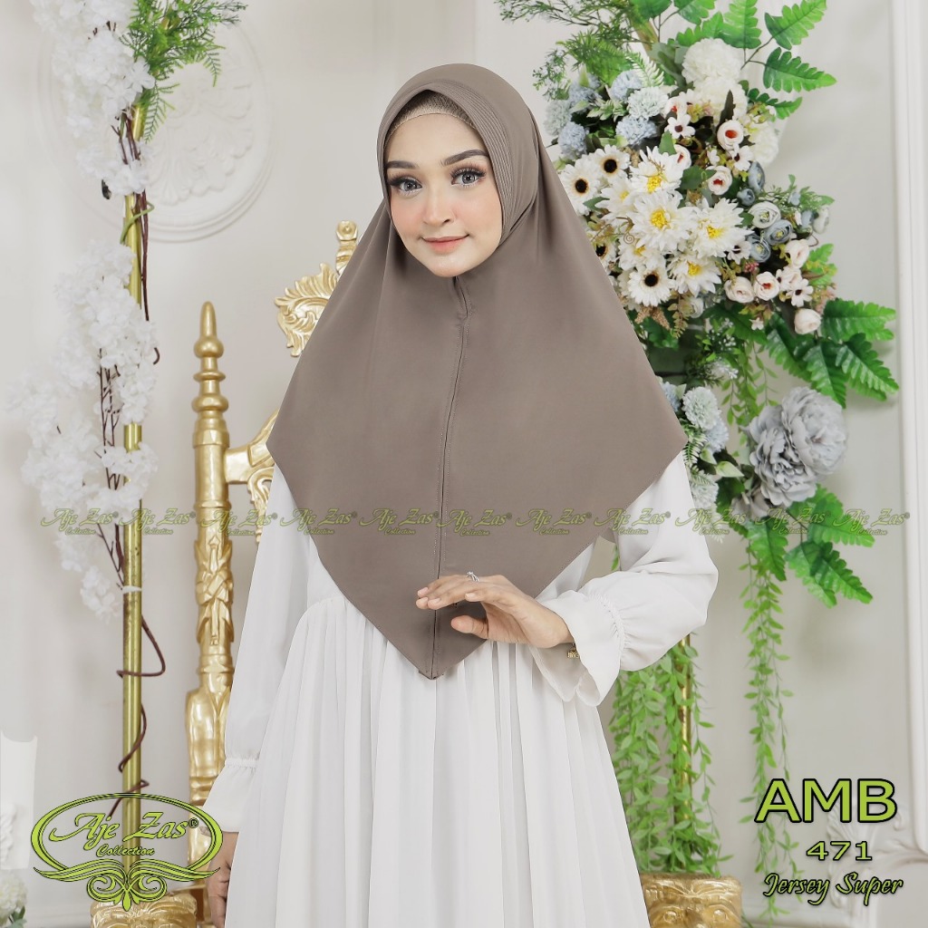 AJE ZAS - Hijab/Khimar/Kerudung Bergo Pet Busa Kode-AMB Matt Jersey