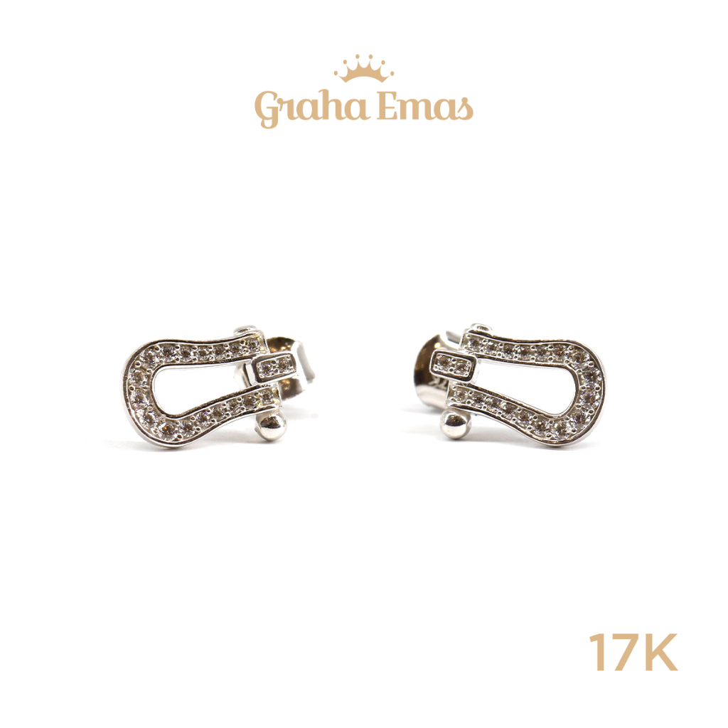 Graha Emas Anting Emas Putih Bentuk 17K - White Gold Model Earring 17 Carat M1300