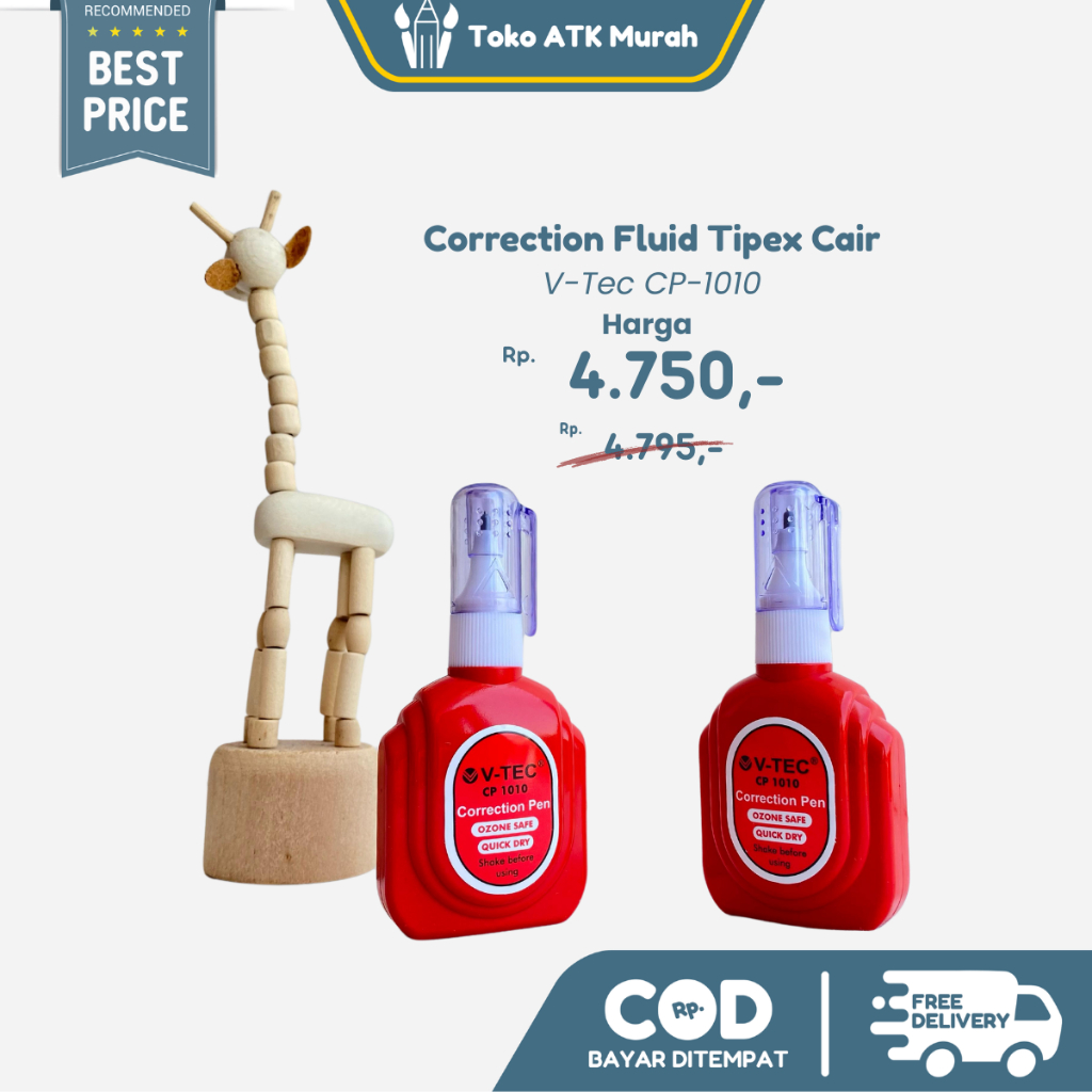 

Correction Pen Fluid / Tip-Ex Penghapus Cair V-tec CP-1010