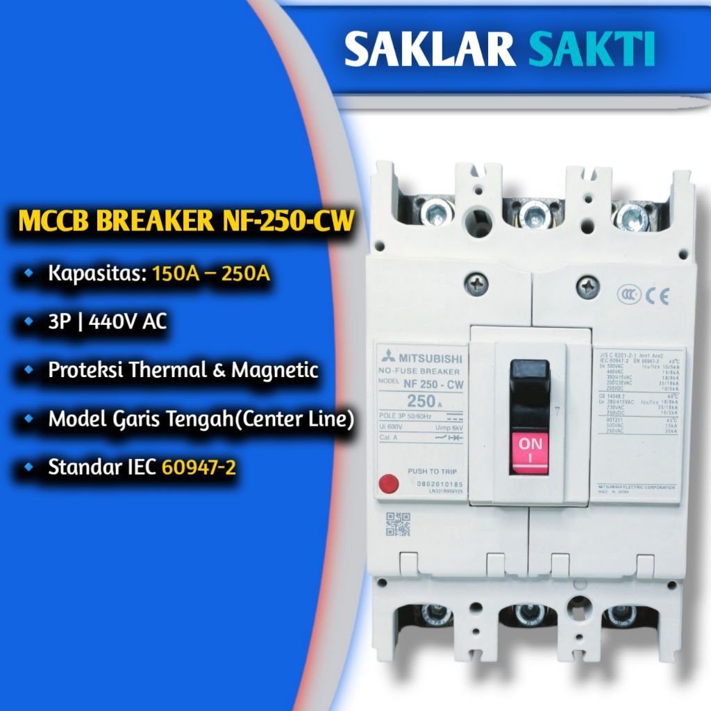Mccb Mitsubishi NF250-CW 3P 150A- 250A